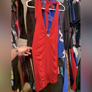 Red sparkly halter dress size large